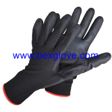 13 Gauge Polyester Liner, PU Glove, Black Color